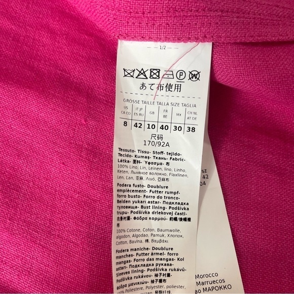 WEEKEND MAX MARA Nalut Linen Canvas Single Breast Blazer Size 8 Fuchsia $575 NWT - Picture 13 of 16